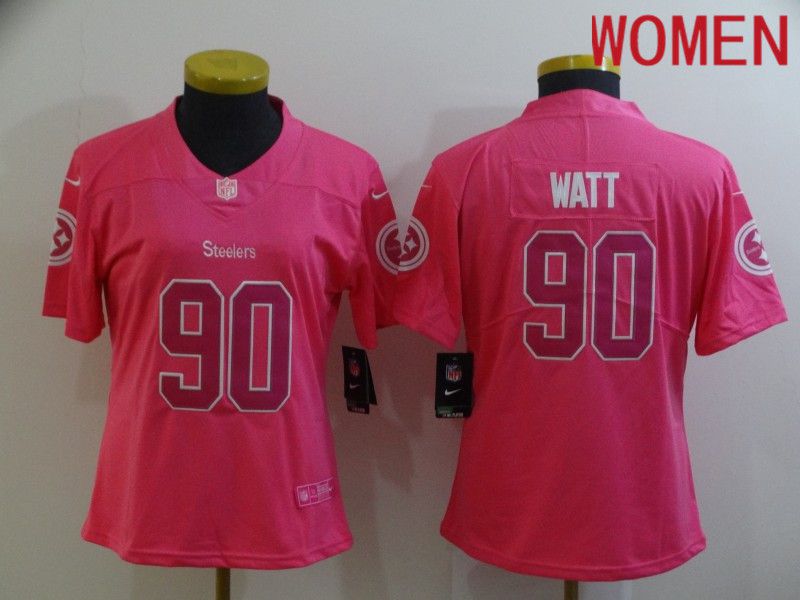 Women Pittsburgh Steelers #90 Watt Pink Nike Limited Vapor Untouchable NFL Jerseys